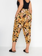 Yours Curve Black Textured Cropped Harem Trousers - Image 3 of 4