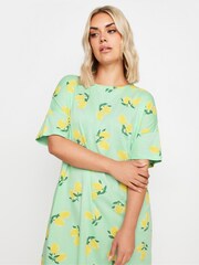 Yours Curve Green Lemon Print Sleep 100% Cotton T-Shirt Nightdress - Image 3 of 5