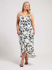 Yours Curve Cream Floral Ruffle Wrap Dress - Image 1 of 5