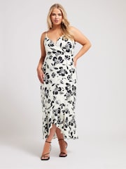 Yours Curve Cream Floral Ruffle Wrap Dress - Image 2 of 5