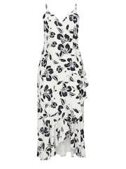 Yours Curve Cream Floral Ruffle Wrap Dress - Image 5 of 5