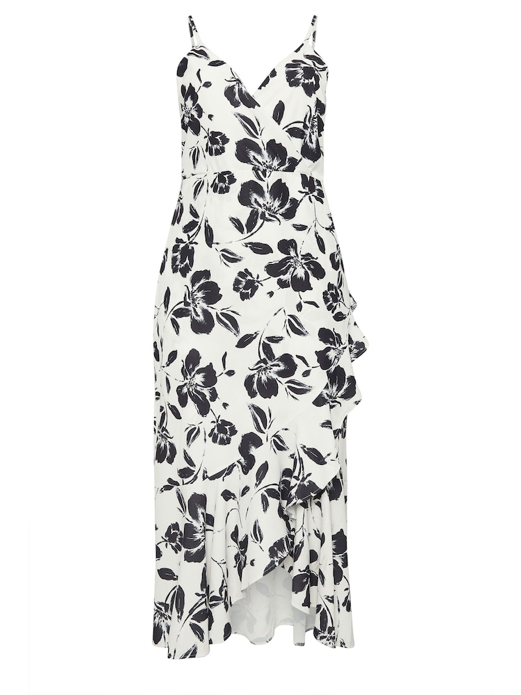 Yours Curve Cream Floral Ruffle Wrap Dress - Image 5 of 5
