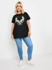 Schwarz - Yours Curve Stud Leopard Print T-Shirt - Bild 2 von 5