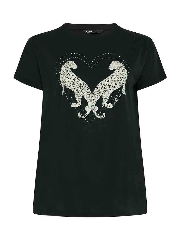 Schwarz - Yours Curve Stud Leopard Print T-Shirt - Bild 5 von 5