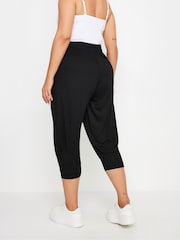 Yours Curve Black Ruched Cropped Harem Trousers - Image 3 of 5