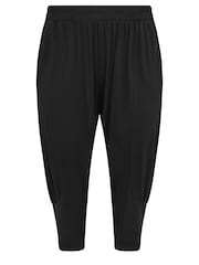 Yours Curve Black Ruched Cropped Harem Trousers - Image 5 of 5