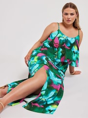 Yours Curve Green London Floral Overlay Maxi Dress - Image 2 of 5