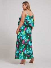 Yours Curve Green London Floral Overlay Maxi Dress - Image 3 of 5