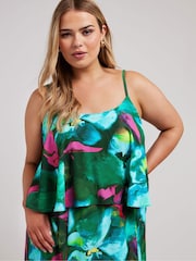 Yours Curve Green London Floral Overlay Maxi Dress - Image 4 of 5