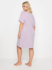 Yours Curve Purple Lets Avo Spa Day Slogan Sleep 100% Cotton T-Shirt Nightdress - Image 2 of 5