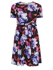 Yours Curve Black Floral Skater Dress - Image 5 of 5