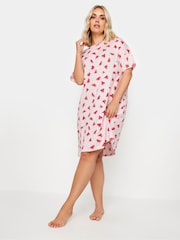 Yours Curve Pink Watermelon 100% Cotton Nightwear - Image 2 of 5