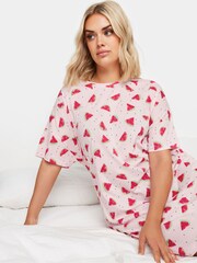 Yours Curve Pink Watermelon 100% Cotton Nightwear - Image 4 of 5