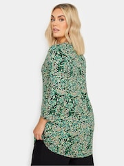 Yours Curve Green Abstract Print Shirt - Image 3 of 5