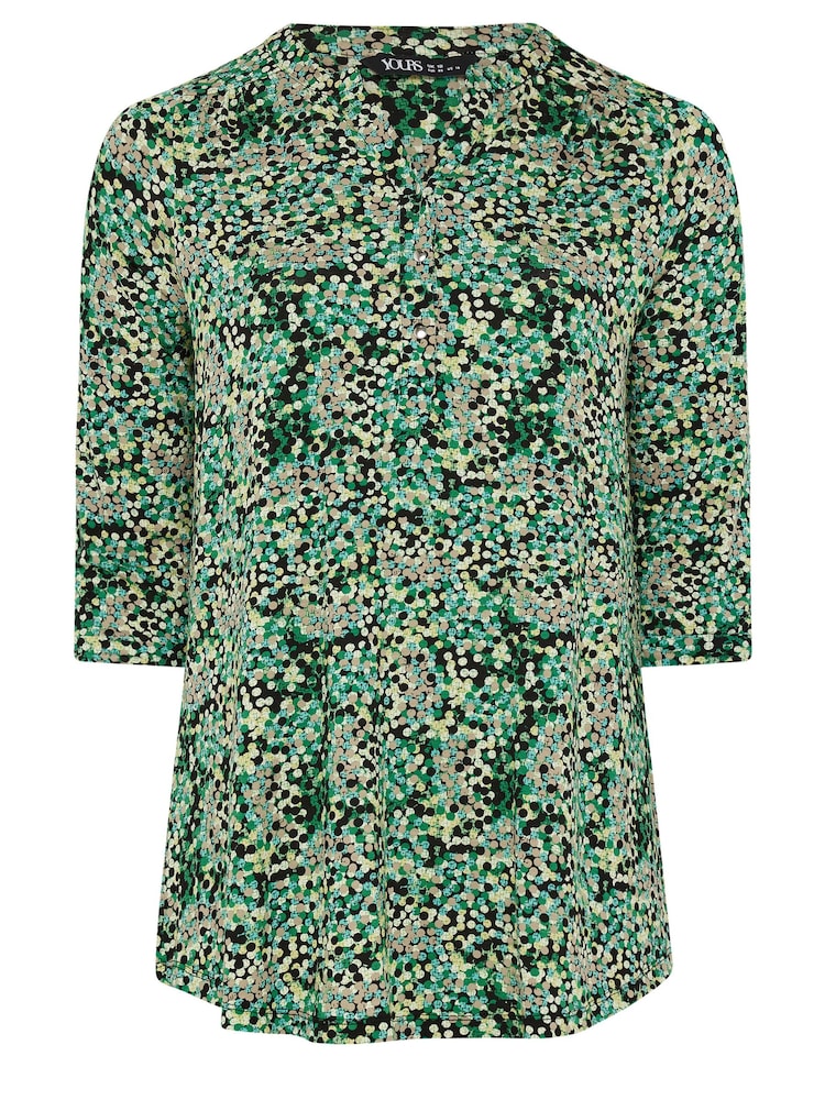 Yours Curve Green Abstract Print Shirt - Image 5 of 5