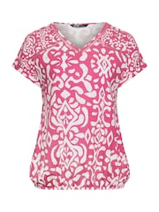 Yours Curve Pink Grown On Sleeve Bubble Hem Crochet 100% Cotton Top - Image 5 of 5
