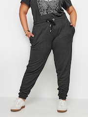 Yours Curve Grey Elasticated Stretch Joggers - Image 1 of 5