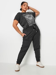 Yours Curve Grey Elasticated Stretch Joggers - Image 2 of 5