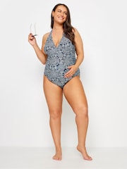 Yours Curve Blue Maternity Paisley Halter Neck Swimsuit - Image 3 of 6