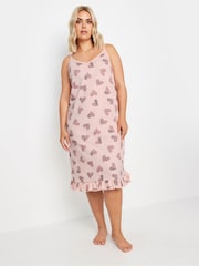 Yours Curve Pink Animal Heart 100% Cotton Chemise - Image 2 of 5