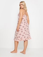 Yours Curve Pink Animal Heart 100% Cotton Chemise - Image 3 of 5