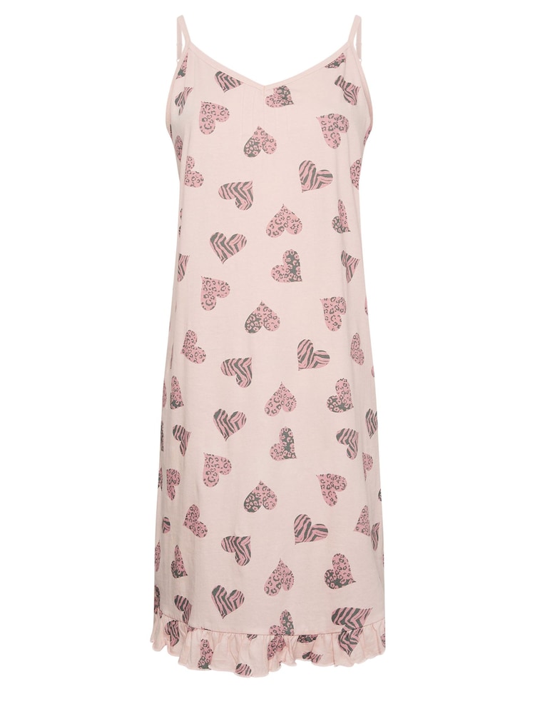Yours Curve Pink Animal Heart 100% Cotton Chemise - Image 5 of 5