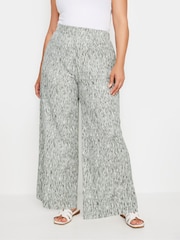 Yours Curve Grey Charcoal Textured Wide Leg Trousers - Image 1 of 5
