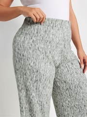 Yours Curve Grey Charcoal Textured Wide Leg Trousers - Image 4 of 5