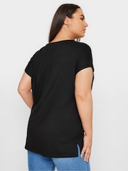 Yours Curve Black Star Embellished Top - Image 3 of 5