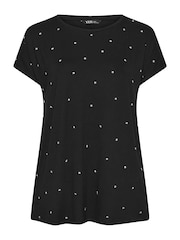 Yours Curve Black Star Embellished Top - Image 5 of 5