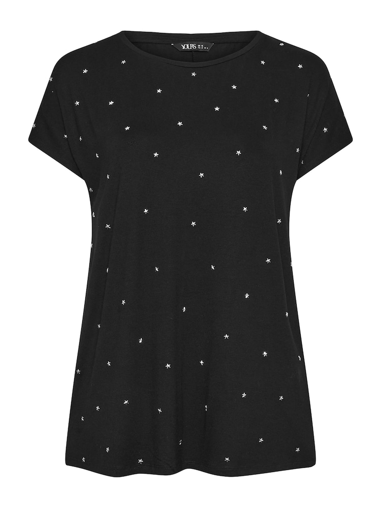 Yours Curve Black Star Embellished Top - Image 5 of 5