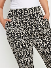Yours Curve Black Paisley Textured Wide Leg Trousers - Image 4 of 5