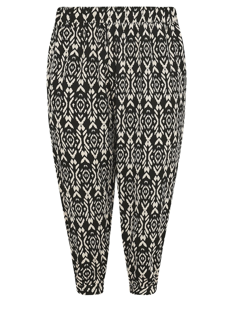 Yours Curve Black Paisley Textured Wide Leg Trousers - Image 5 of 5