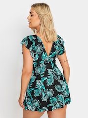 Yours Curve Green Jungle Leaf Angel Sleeve Printed Swimdress - Image 3 of 6