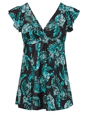 Yours Curve Green Jungle Leaf Angel Sleeve Printed Swimdress - Image 5 of 6