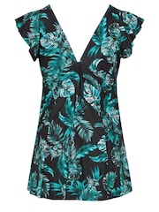 Yours Curve Green Jungle Leaf Angel Sleeve Printed Swimdress - Image 6 of 6