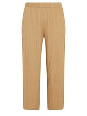 Yours Curve Natural Textured Wide Leg Trousers - Image 5 of 5