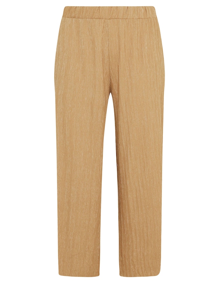 Yours Curve Natural Textured Wide Leg Trousers - Image 5 of 5