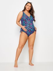 Yours Curve Blue Leopard Swimsuit - Image 2 of 5
