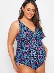 Yours Curve Blue Leopard Swimsuit - Image 4 of 5
