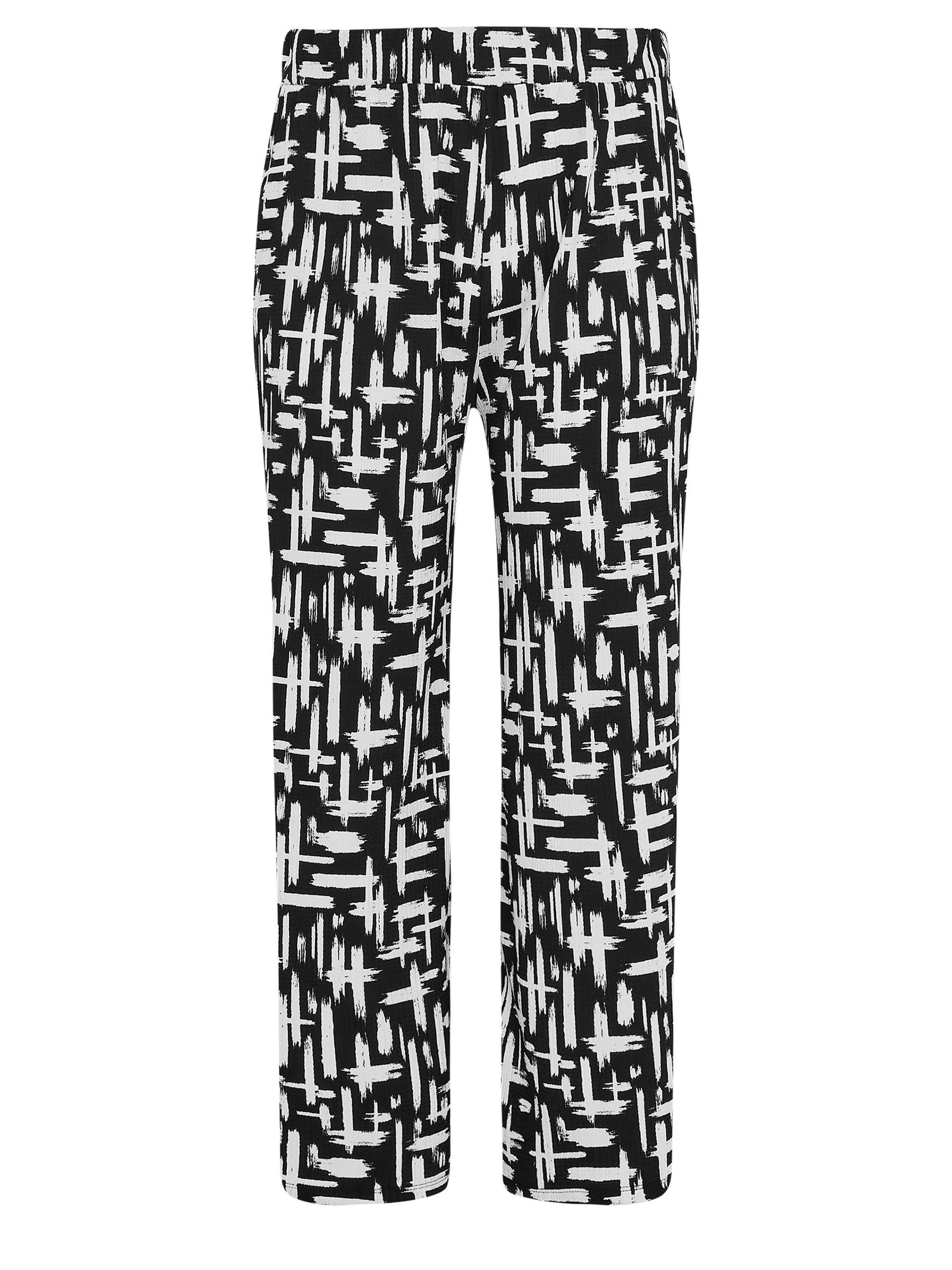 パンツ +DEINET+ STRIPE WIDE LEG TROUSER IN BLACK KDTDL4S251106 Reiss Stripe-Waistband Wide-Leg Trousers in Black - REISS