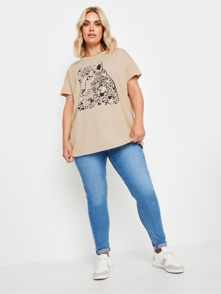 Camiseta de lentejuelas con estampado de leopardo de Yours Curve - Imagen 2 de 5