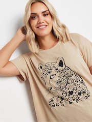 Camiseta de lentejuelas con estampado de leopardo de Yours Curve - Imagen 4 de 5