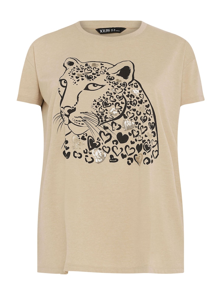 Camiseta de lentejuelas con estampado de leopardo de Yours Curve - Imagen 5 de 5