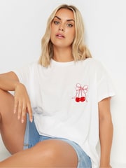 Weiß - Yours Curve Stud Leopard Print T-Shirt - Bild 1 von 5