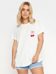 Weiß - Yours Curve Stud Leopard Print T-Shirt - Bild 3 von 5