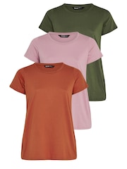 Yours Curve Brown Core Basic T-Shirts 3 Pack - Image 6 of 9