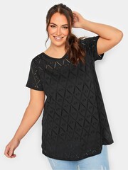 Yours Curve Black Broidery Swing T-Shirts 2 Pack - Image 3 of 5