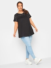 Yours Curve Black Broidery Swing T-Shirts 2 Pack - Image 5 of 5
