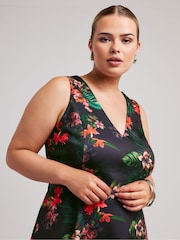 Yours Curve Purple Floral Peplum Top - Image 4 of 5